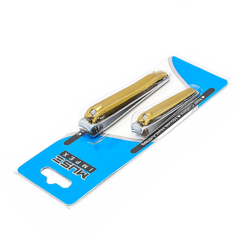 [Australia] - Nail Clippers Nail Cutter 2PCs Set Stainless Steel Fingernails Toenails Clippers for Men Women Sturdy Nail Clipping Kit (Gold) Gold 