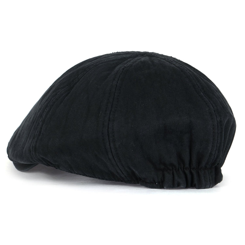 [Australia] - ililily Washed Cotton Flat Cap Cabbie Hat Gatsby Ivy Irish Hunting Newsboy Stretch Big Hat X-Large Xl-black 