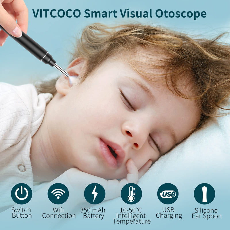 [Australia] - VITCOCO Ear Wax Removal Kit Ear Camera 1980P HD Ear Wax Removal Tool Ear Cleaner Otoscope with 6 LED Lights, 3mm Visual Ear Scope for iPhone iPad Android Smart Phone P40 