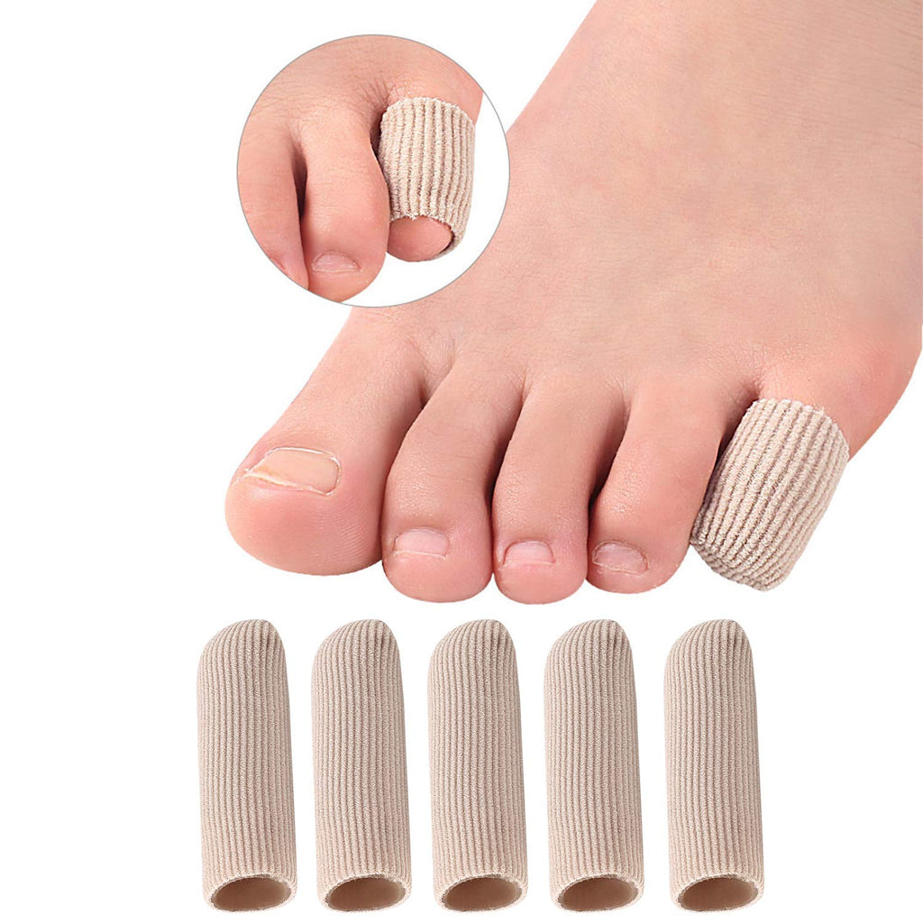 [Australia] - 5 Pieces Gel Toe Protectors, Fabric and Silicone Caps, Toe Sleeves Support Toe Tubes for Arthritis, Hammer Toe, Corn Blister, Friction and Rubbing (S Size) 