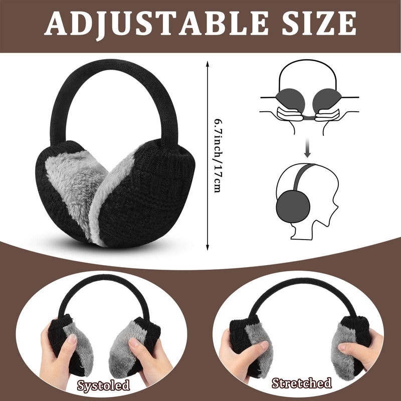 [Australia] - 2 Pieces Winter Knit Earmuffs Detachable Warm Knitted Ear Warmers Unisex Furry Ear Muffs Winter Outdoor Ear Covers for Women Men 