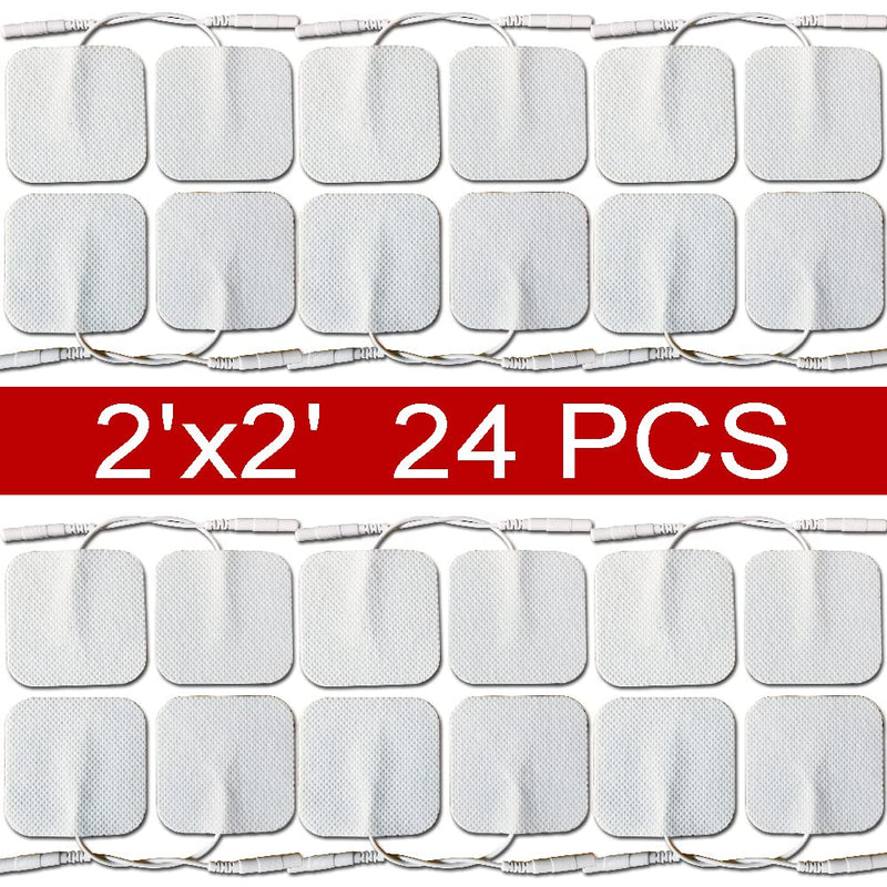 [Australia] - OUDYSCARE TENS Unit Electrodes Replacement Pads - Compatible with AUVON TENS 7000 EMS Machine - 24Pcs 2"x2" Self-Adhesive Reusable Massage Electrode Patches for Lower Back , Arm , Leg and Pain Relief 