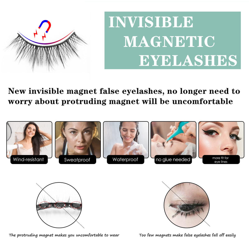 [Australia] - Magnetic Eyelashes with Eyeliner Kit 2 Tubes of Magnetic Eyeliner for Use with Magnetic False Lashes 10 Pairs Reusable 3D Invisible Magnetic Lashes Natural Look with Tweezers Easy to Apply 10 Pairs-i 