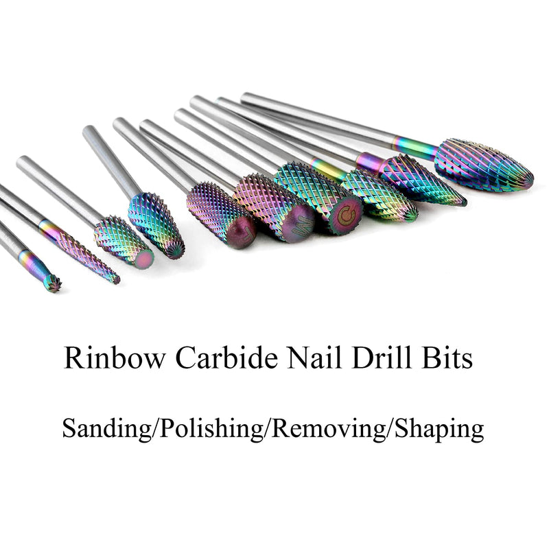 [Australia] - ERUIKA Nail Drill Bits Set, 10Pcs Tungsten Carbide Drill Bits for Nails Remove Acrylic Poly Nail Gel Polish, 3/32" Nail Files for Nail Cutter Cuticle Manicure 