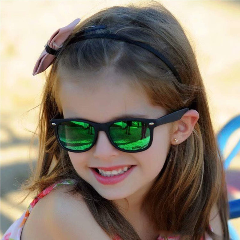 [Australia] - YAMAZI Kids Sunglasses Polarized Fashion Mirrored Sports Unbreakable for Boys Girls Toddler Children A1 Black/Green + All Black (2 Pack) Grey 