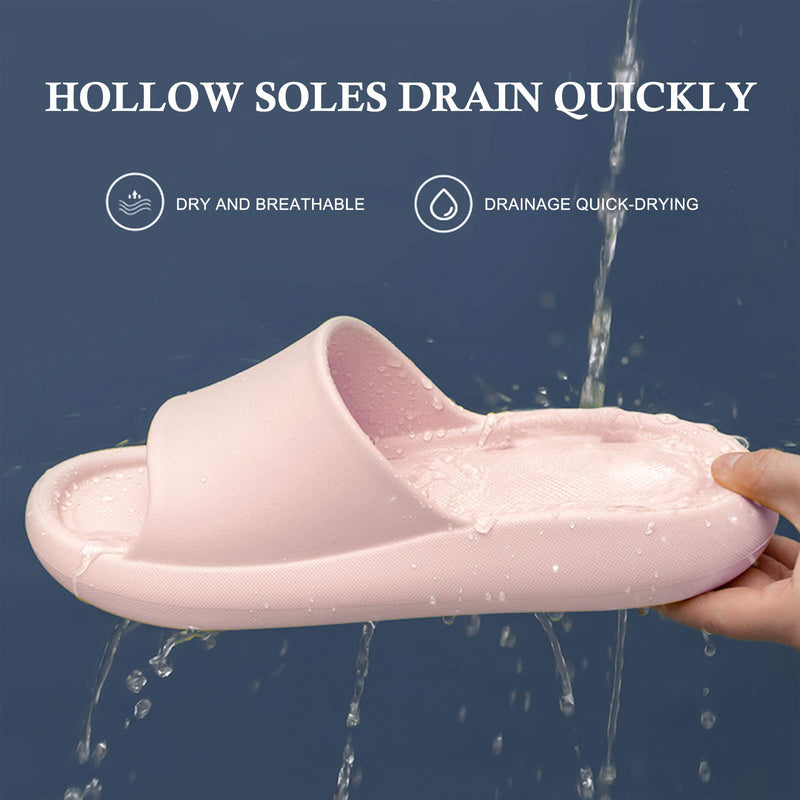 [Australia] - Heflashor Pillow Slippers for Women,Massage Non Slip Foam Slippers,EVA Quick Drying Open Toe Shower Sandals for Bathroom,Lightweight Soft Platform Pillow Slippers for Spa Pool Gym 5.5-6 Light Pink 