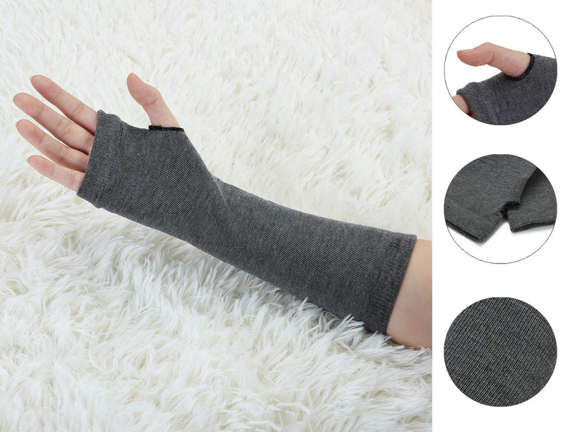 [Australia] - sourcingmap Gray Knitted Fingerless Long Gloves Arm Warmers for Lady 