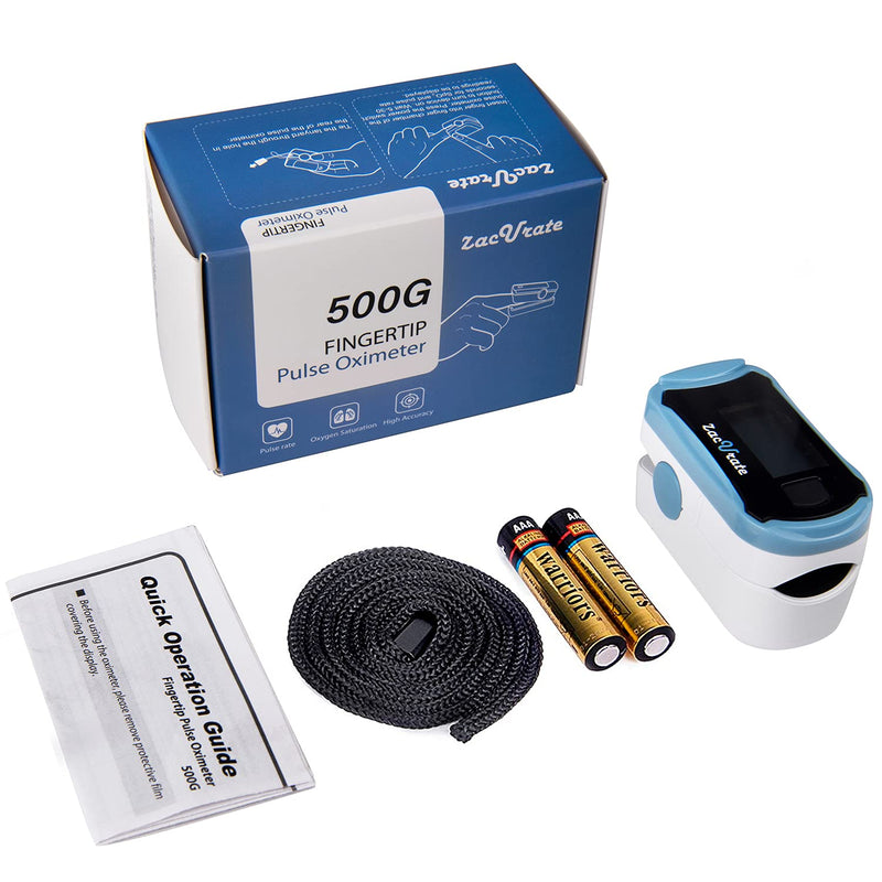 [Australia] - Zacurate 500G Fingertip Pulse Oximeter Blood Oxygen Saturation Monitor with batteries and lanyard (Arctic Blue) 