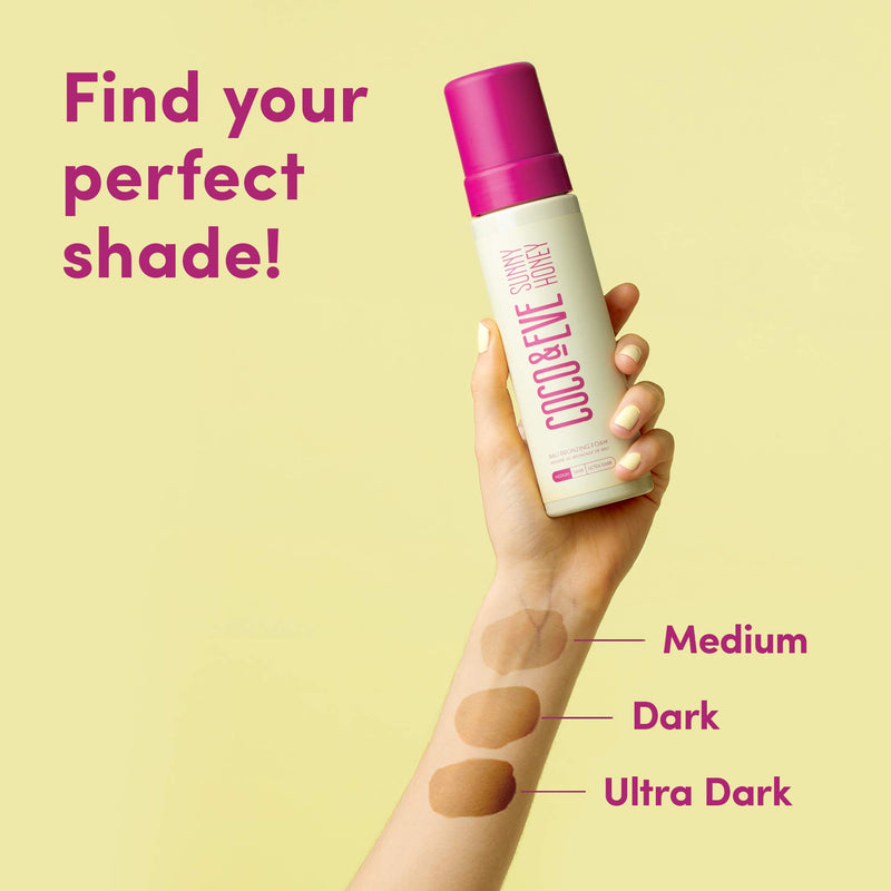 [Australia] - Coco & Eve Sunny Honey Bali Bronzing Self Tanner Mousse - All Natural Sunless Tanning Mousse | Instant Self Tanning Lotion with Bronzer and Skin Moisturizer (Dark) Dark 