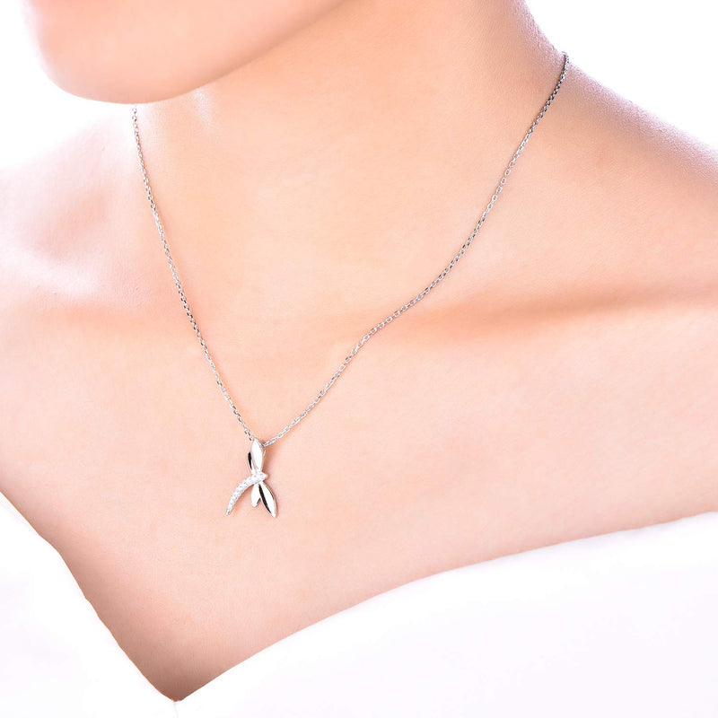 [Australia] - JO WISDOM Women Dragonfly Necklace,925 Sterling Silver Cubic Zirconia Dragonfly Pendant Necklace,Jewelry for Women A-dragonfly 