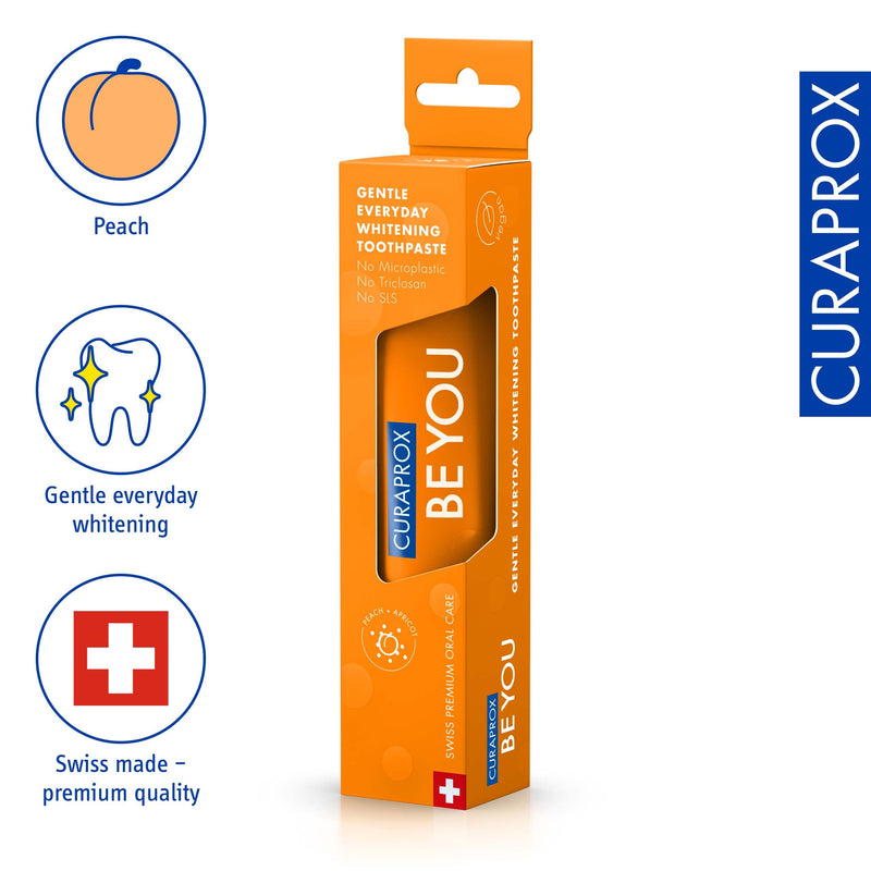 [Australia] - Curaprox Be You Peach + Apricot Toothpaste 60ml - Gentle Everyday Whitening Toothpaste - SLS Free, Microplastic Free, Triclosan Free, Fluoride Toothpaste 60 ml (Pack of 1) 