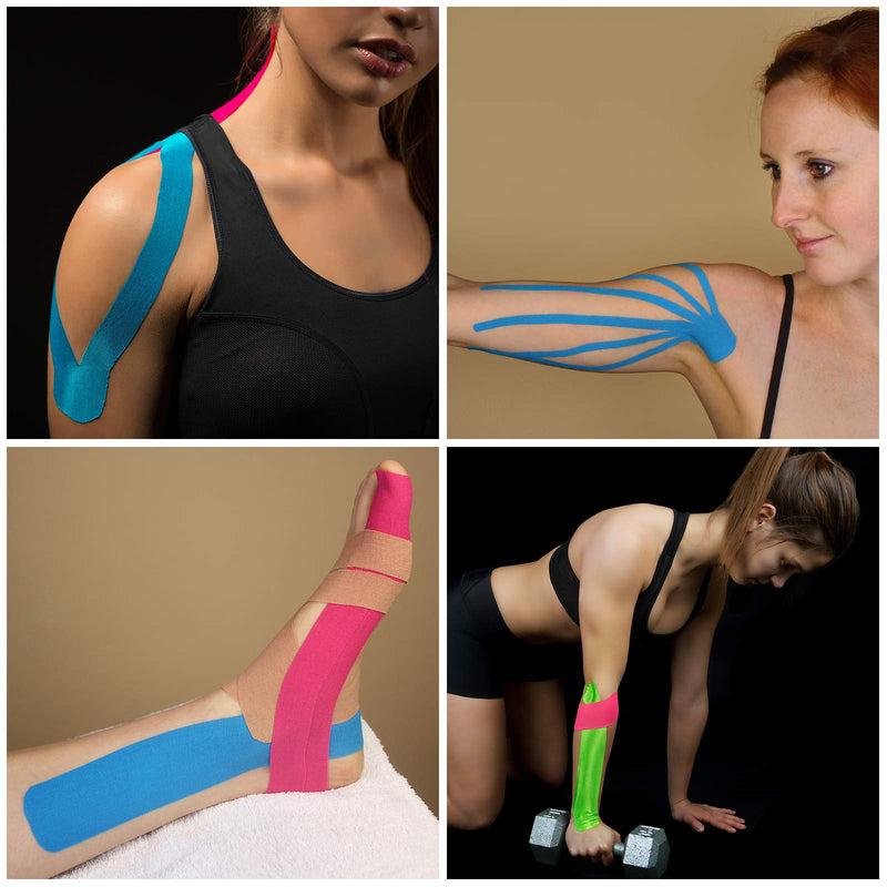 [Australia] - BB Sport 6 Rolls Kinesiology Tape Muscle Support Tape 5 m x 5 cm E-Book Application Examples Muscle Support Elastic Strapping Tape, Colour:Pink Pink 