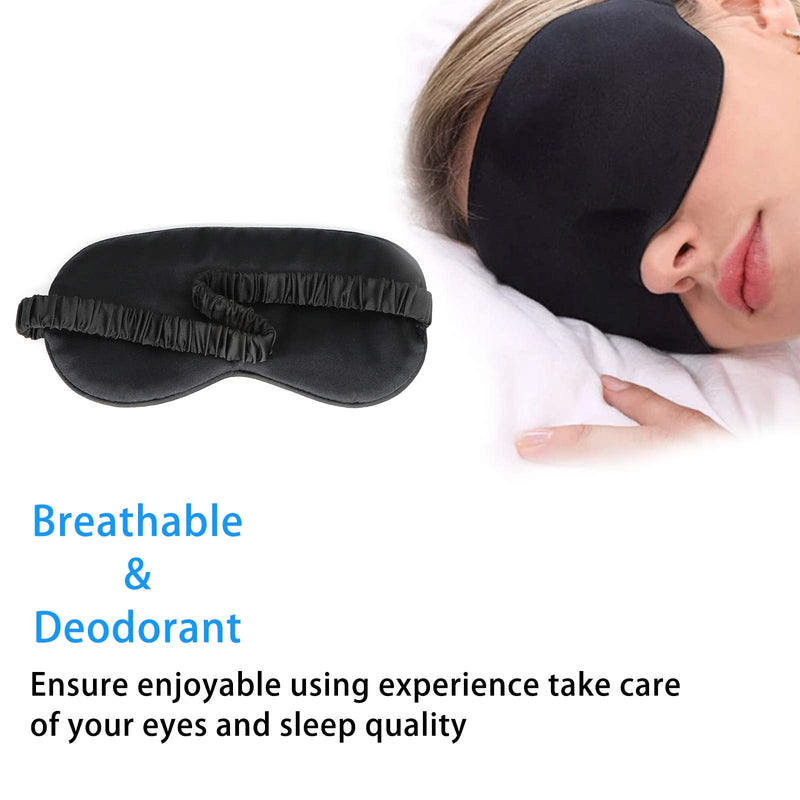 [Australia] - Silk Eye Mask for Sleeping Super Smooth Sleep Mask Silk Blindfold Blackout Eye Cover Portable Eye Shade Cotton Filled with Elastic Strap for Women & Men 