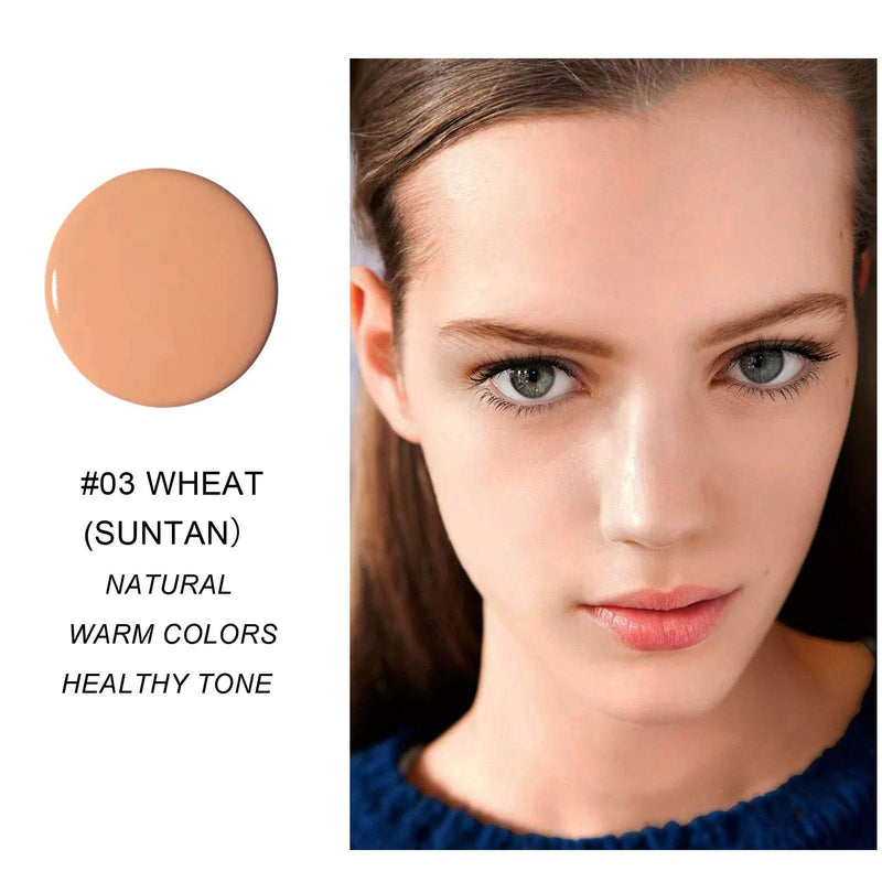 [Australia] - Mushroom Head Air Cushion CC Cream High Coverage Foundation Long Lasting Waterproof Brighten BB Moisturizing Medium Concealer For Oily Skin Hides Face Pores ,with Makeup Sponge 