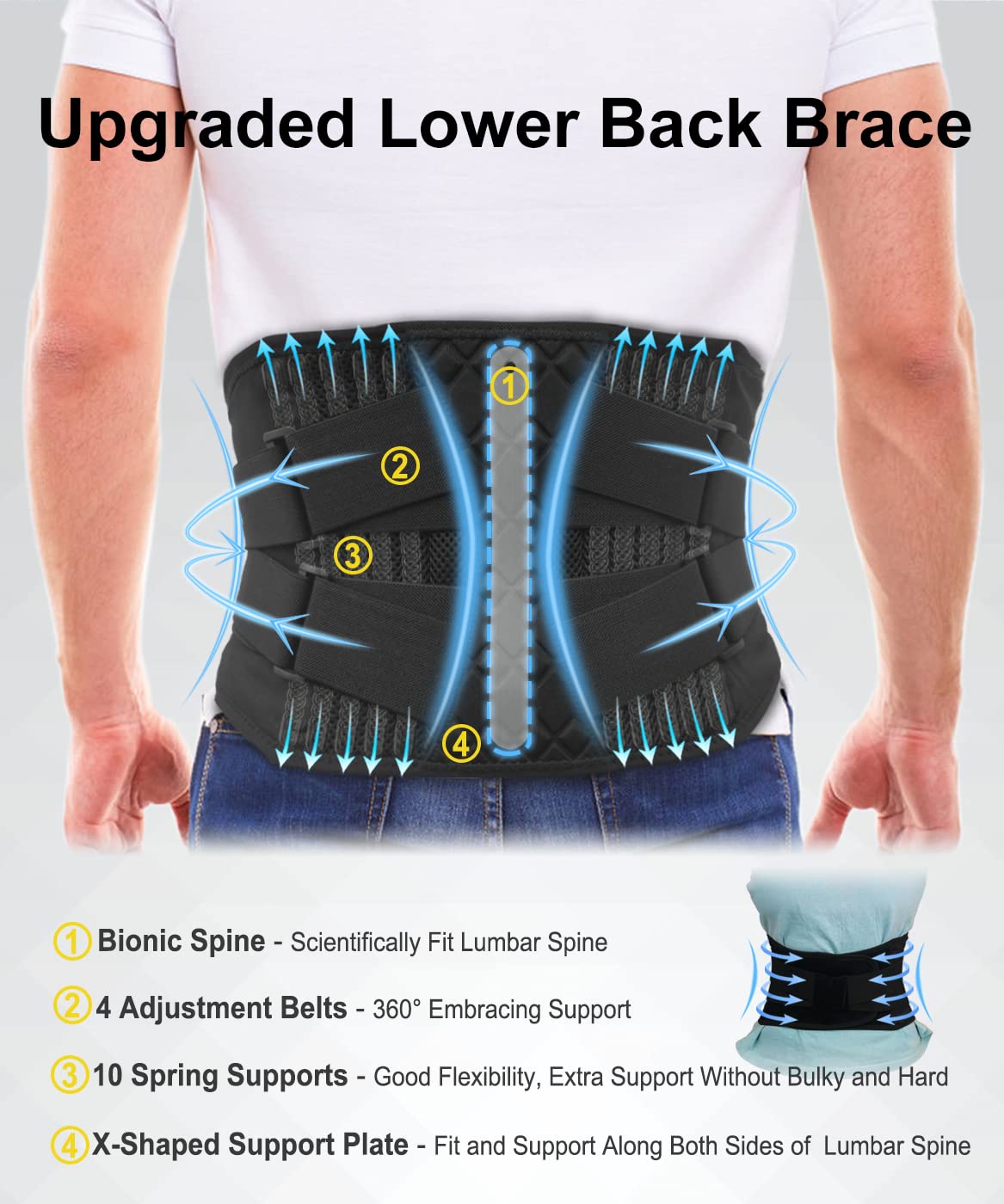 YOUCANDO Heating Magnetic Therapy Back Brace Support Belt for Men Women for  Sciatica Herniated Disc Scoliosis Back Pain Relief (XXL) XX-Large