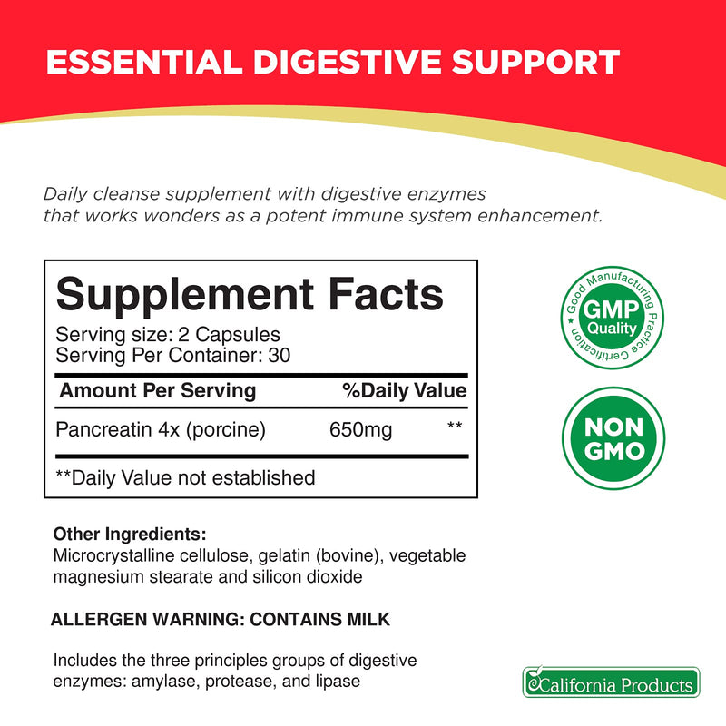 [Australia] - Pure Digestive Enzyme Capsules with Lipase Amylase Protease - Aids Digestive System Natural Immune System Booster - Breaks Down Carbohydrates Reduce Bloating Gas Digestive Enzymes Pills 