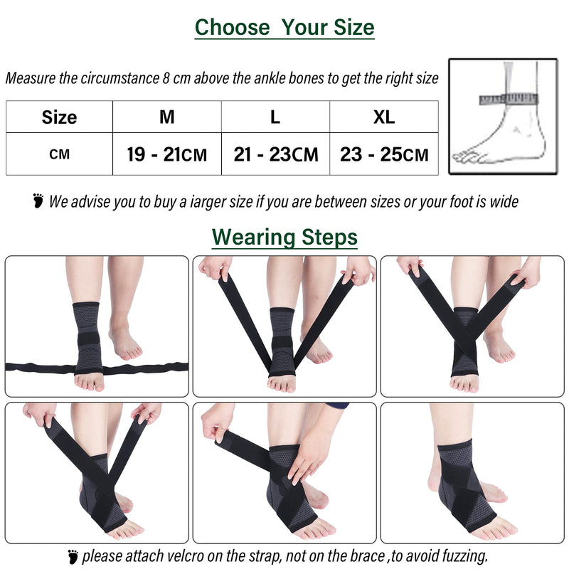 [Australia] - Ankle Braces, Adjustable Compression Ankle Support Men & Women for Injury Recovery, Achilles support and Strong Ankle Brace Sports Protection, Stabilize Ligaments-Eases Swelling and Sprained Ankle Large 