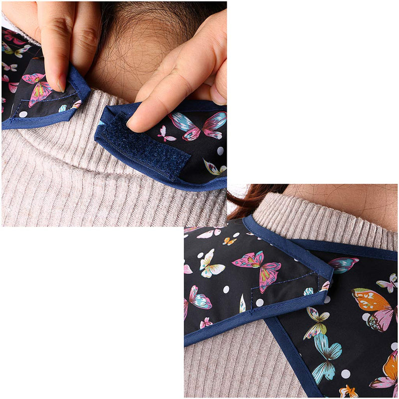 [Australia] - BTSKY 3Pcs Waterproof Reusable Adult Bibs - Washable Mealtime Protector Bib Clothing Protector with Crumb Catcher (Flower+Lip+Butterfly) Flower+Lip+Butterfly 