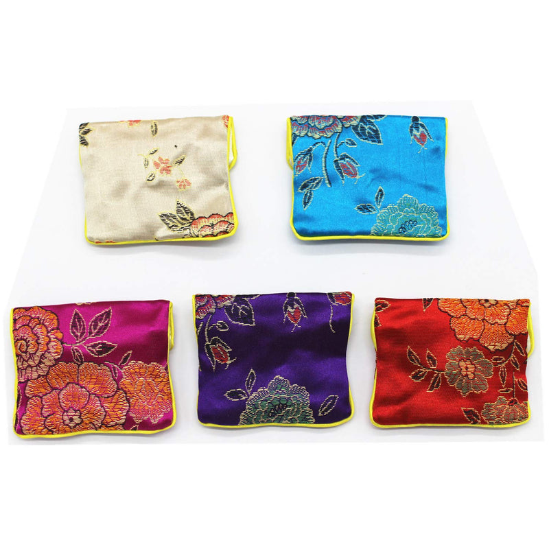 [Australia] - HAN SHENG 20 Pcs Embroidered Silk Jewelry Pouch Brocade Coin Purse Zipper Jewelry Pouch Gift Bags 