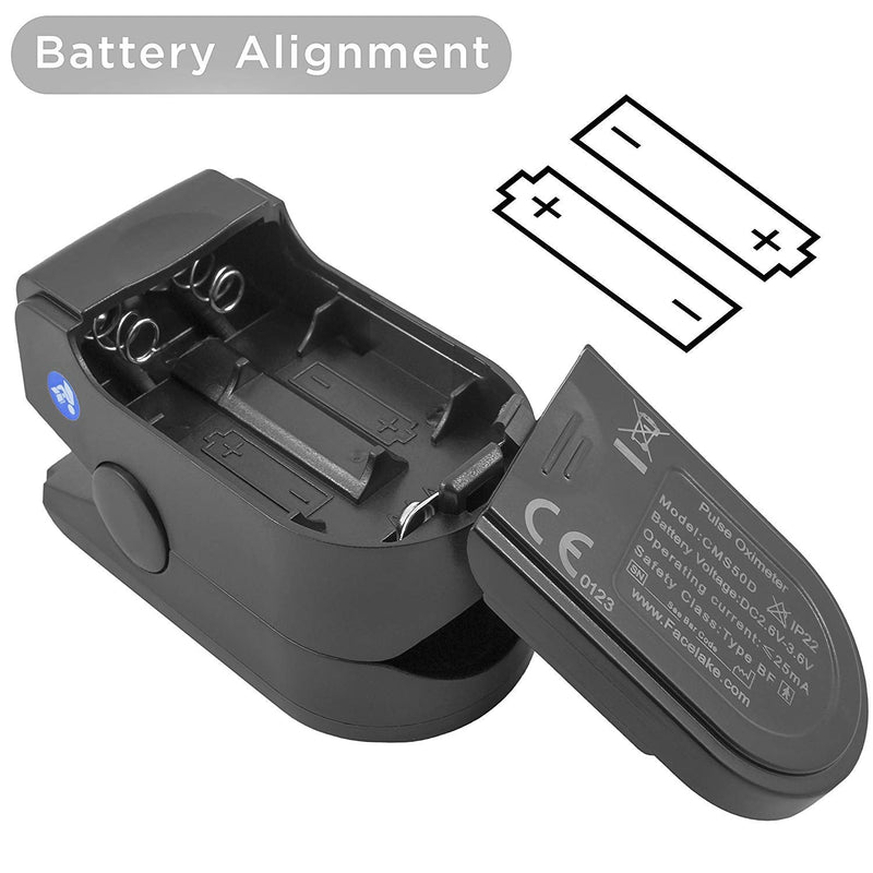 [Australia] - Facelake FL-350 Pulse Oximeter with Carrying Case & Batteries & Lanyard, Black 