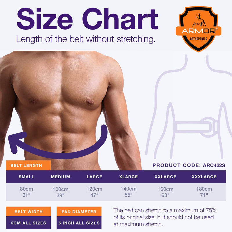[Australia] - Armor Adult Umbilical Hernia Truss Support Belt for Relief of Abdominal Pain and Pressure, Stretchy Elastic Tummy Control Comfort for Men and Women, Size Large Large (Pack of 1) 