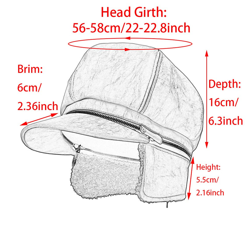 [Australia] - ZffXH Ear Flaps Winter Newsboy Hats/Women Girls Visor Beret Cap/Chain Belt PU Leather Warm Hat White 