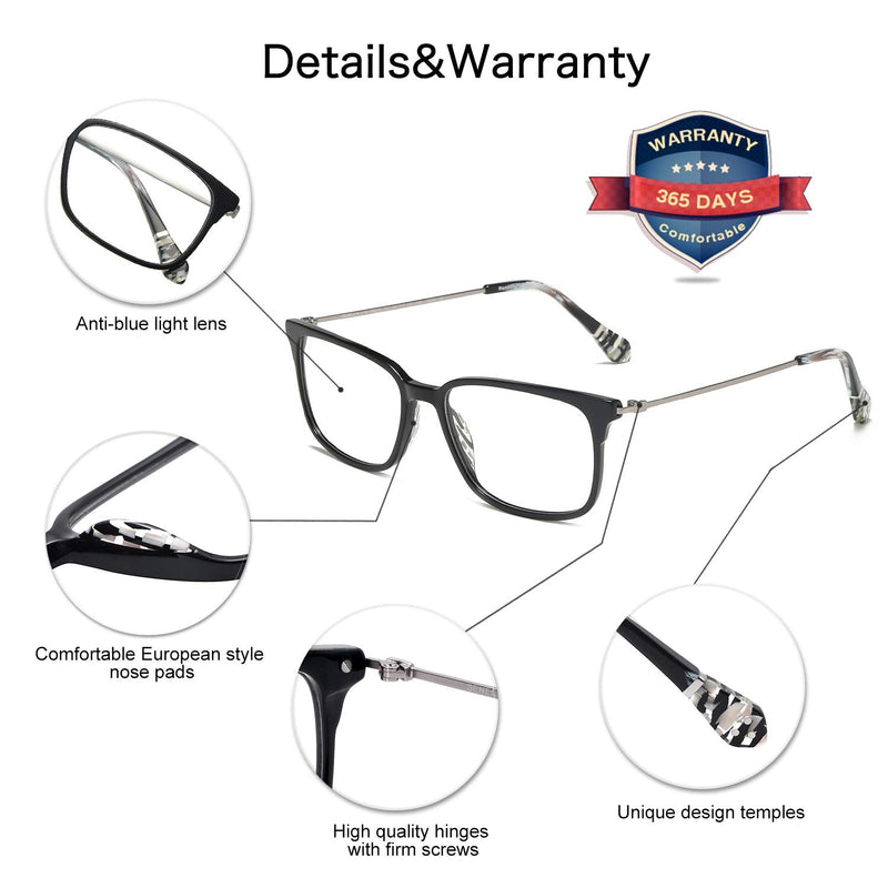 [Australia] - VANLINKER Blue Light Blocking Glasses Square Nerd Eyeglasses Frame Anti Blue Ray Computer Game Glasses VL9545B C1 Black 