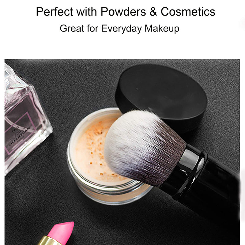[Australia] - Falliny Retractable Kabuki Makeup Brush, Travel Face Blush Brush, Portable Powder Brush with Cover for Blush, Bronzer, Buffing, Flawless Powder Cosmetics Black 