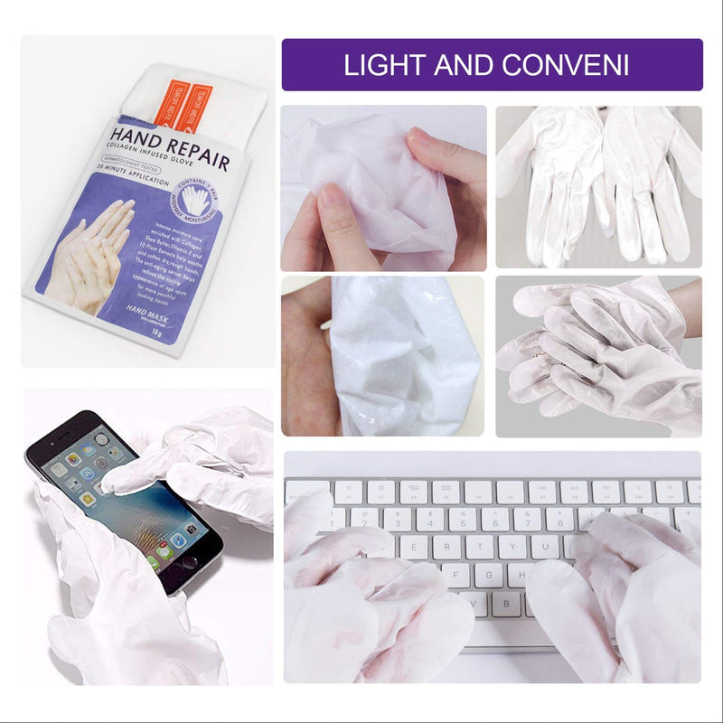 [Australia] - 5 Pairs Hands Moisturizing Gloves, Hand Skin Repair Renew Mask Infused Collagen, Vitamins + Natural Plant Extracts for Dry, Aging, Cracked Hands (5 Pairs Hand mask) (5 Pairs hand mask) 