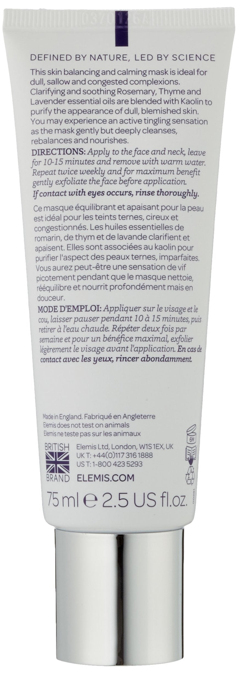 [Australia] - Elemis Herbal Lavender Repair Mask, Soothing Clay Mask, 75 ml 