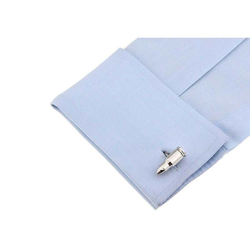 [Australia] - Men's Rhodium Plated Cufflinks Silver Bullet Shirt Wedding Business Cuff Links 