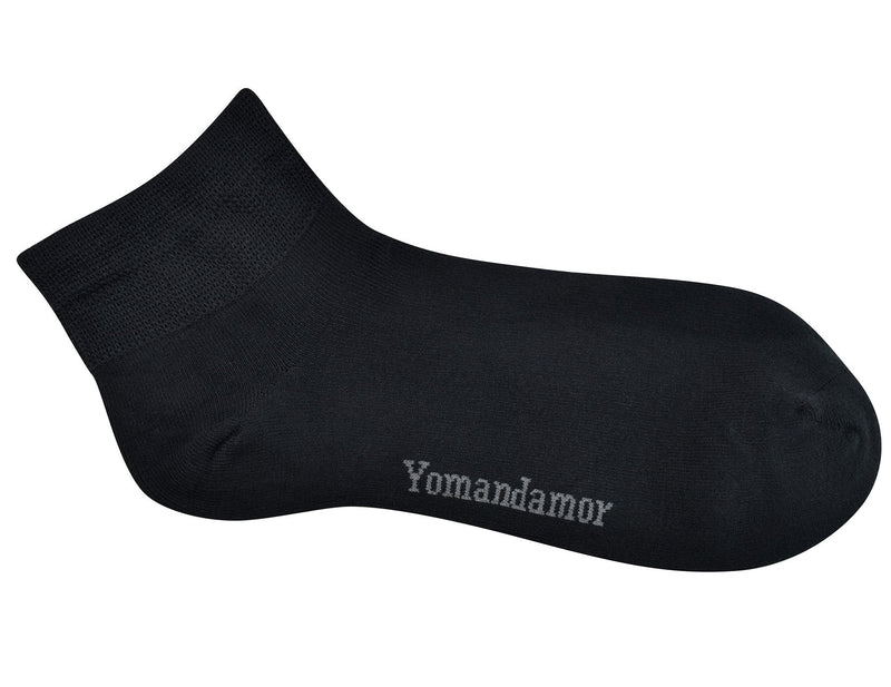 [Australia] - Yomandamor Men's 5 Pairs Bamboo Non-binding Flat-Knit Ankle Diabetic/Dress Socks with Seamless Toe(Big and tall available) 12-16 5 Pairs Black 