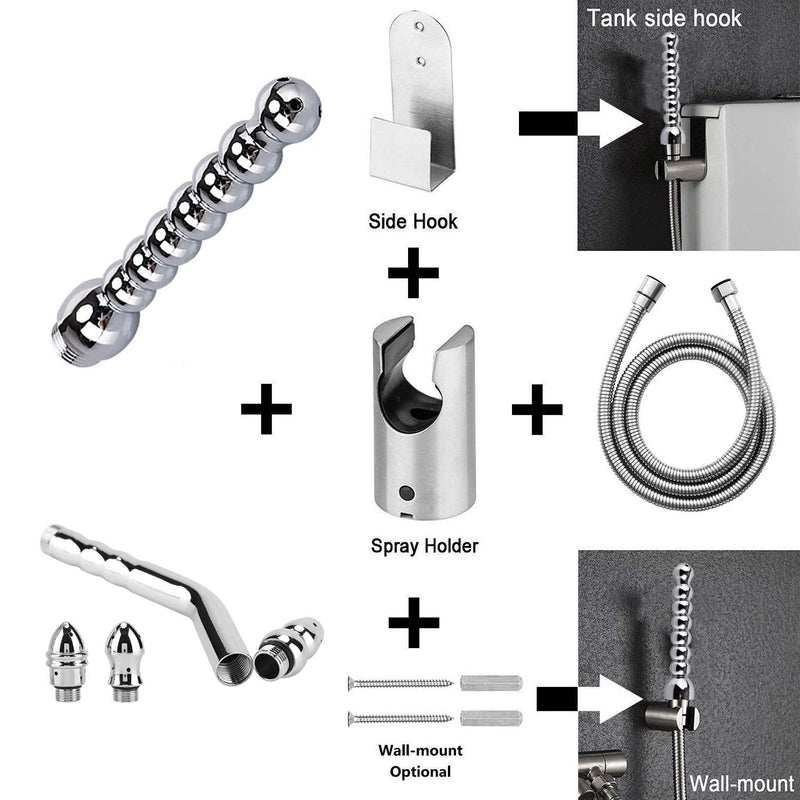 [Australia] - Metal Enema Handheld Shower, Shower Enema 3 Heads Nozzle System for Colonic Cleanse Kit - with 150CM Hose and Water Tank Hook (2 Style) 