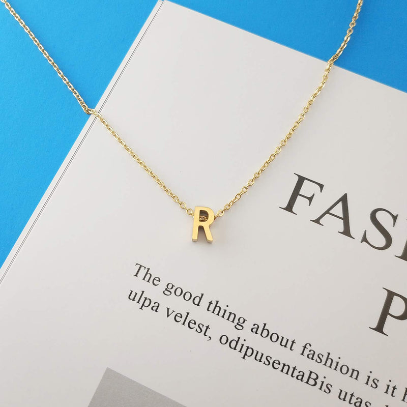 [Australia] - MOMOL Tiny Initial Necklace, 18K Gold Plated Stainless Steel Initial Necklace Dainty Personalized Letter Necklace Minimalist Delicate Small Monogram Name Necklace for Women Girls R 