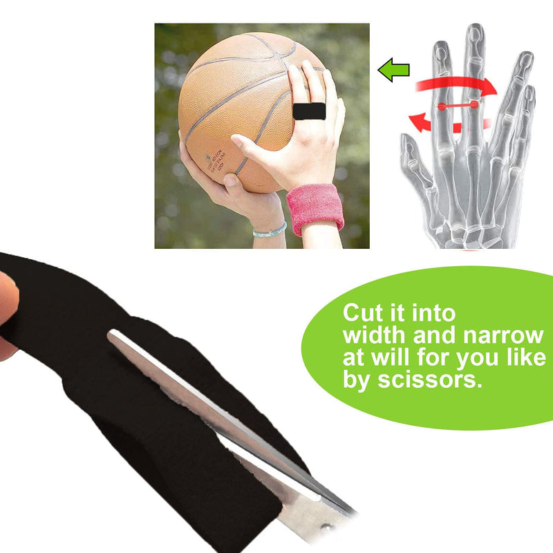 [Australia] - Reppkyh Finger Wraps, Pack of 14 PCS Tapes for Broken, Finger Loops Tapes for Broken Finger Cushion Bandages Splint Straightener Black Fabric Toe 12 Pcs 