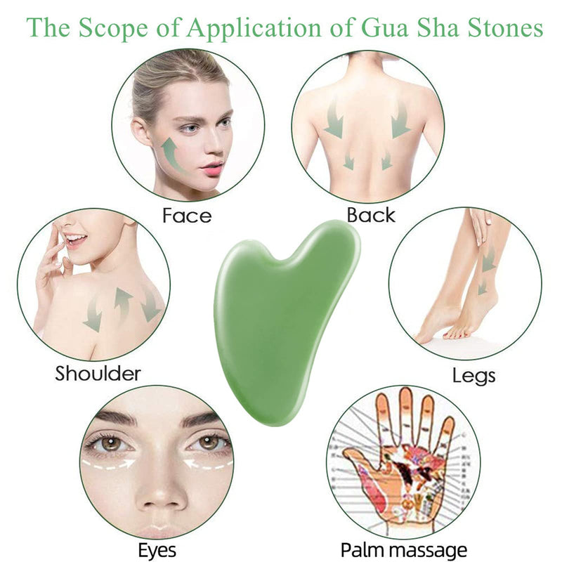 [Australia] - Gua Sha Facial Tools Gua Sha Massage Tool Guasha Tool for Face Jade Gua Sha Stones Used for SPA Face Eyes Neck and Body(Dark Green 2 Pack) Dark Green * 2 Pack 