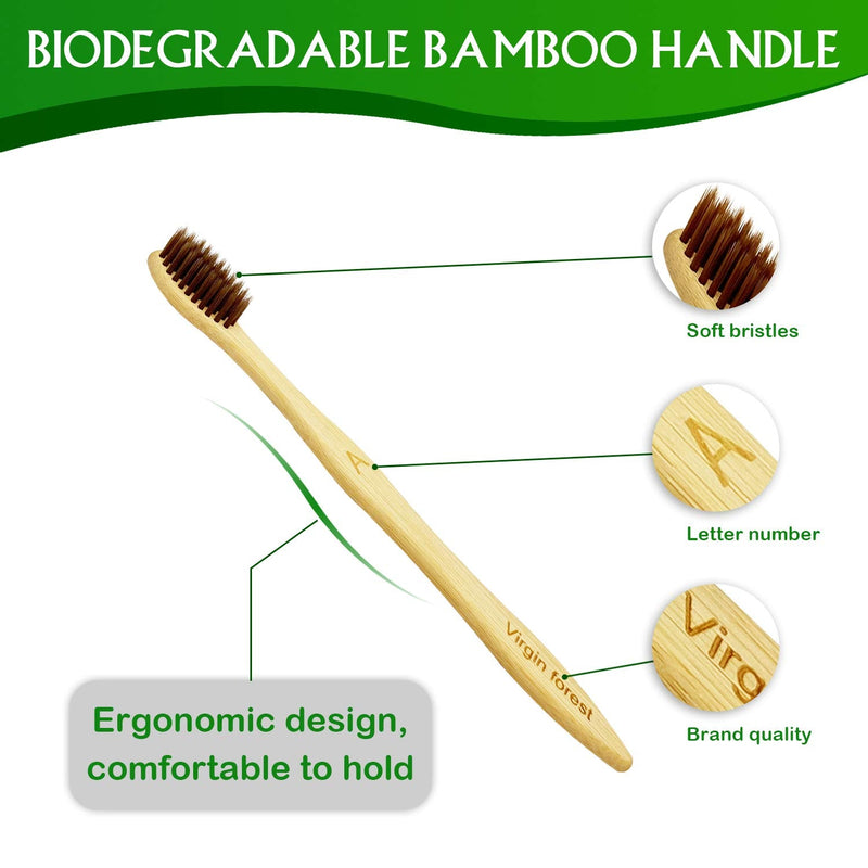 [Australia] - 10 Pcs Bamboo Toothbrush with Coloured Soft Bristles Eco Friendly Biodegradable Organic Natural Wood Toothbrush for Sensitive Gums 10 Multicolour 