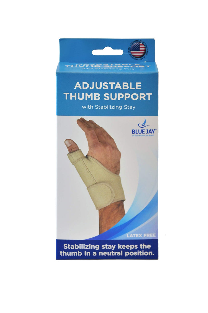 [Australia] - Blue Jay An Elite Healthcare Brand Adjustable Thumb Support with Stabilizing Stay for Thumb, Trigger Finger, Pain Relief, Arthritis, Tendonitis, Sprained and Carpal Tunnel Supporting - Small & Medium Beige Small/Medium 
