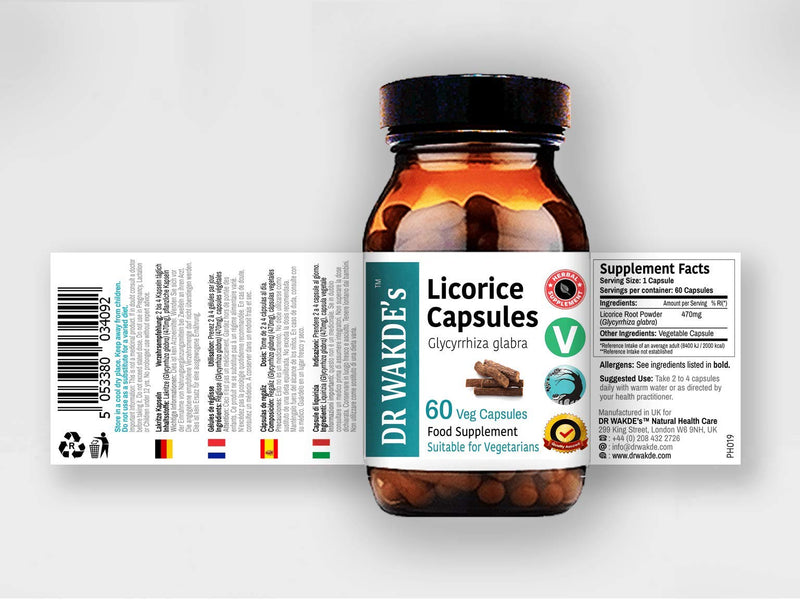 [Australia] - DR WAKDE's Licorice Capsules (60 Veg Caps, Ayurvedic Supplement, Vegan, Herbal, Natural, Made in The UK) 