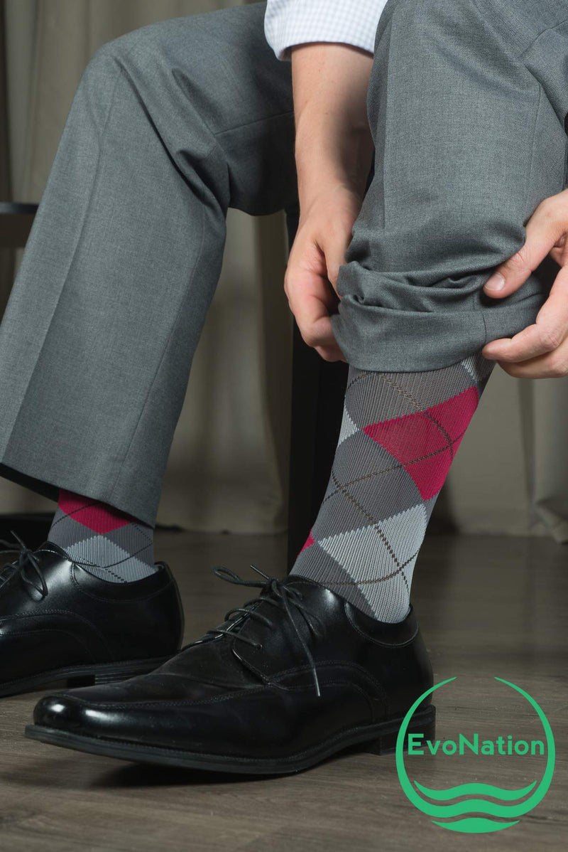 [Australia] - EvoNation Men & Women Knee High 15-20 mmHg Graduated Compression Argyle Socks – Moderate Pressure Compression Garment Red X-Large 