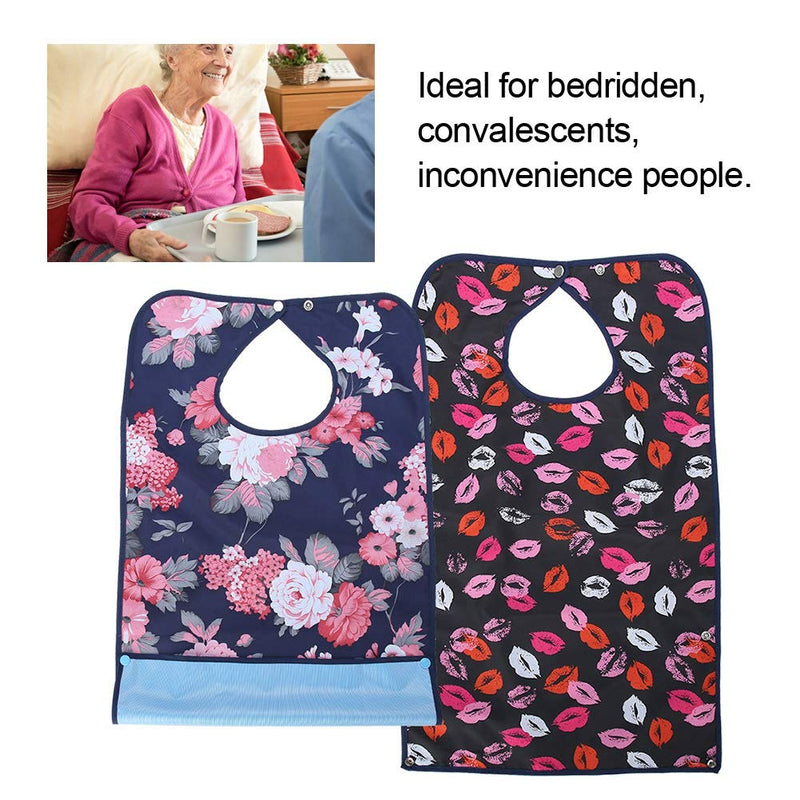 [Australia] - Reusable Adult Bibs, Waterproof Double Layer Mealtime Bib Adult The Eldly Bib, Washable Elder Dinning Bib Clothing Protector for Elderly Men Women 