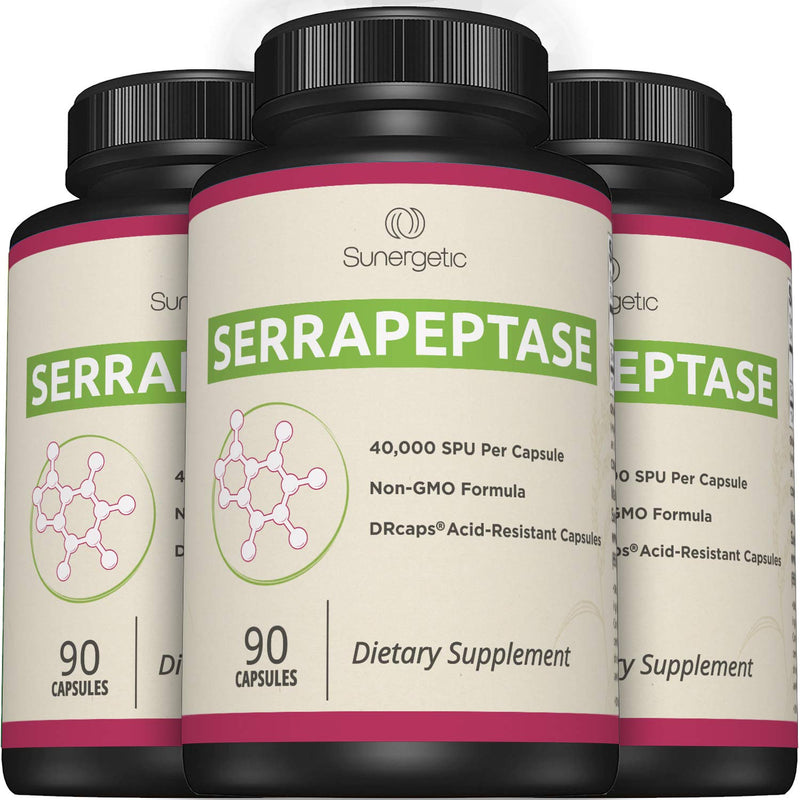 [Australia] - Premium Serrapeptase Enzyme Supplement – Helps Support Sinus Health – Powerful Serrapeptase Enzymes Formula – 40,000 SU Per Capsule- 90 Enteric Coated Serrapeptase Capsules 