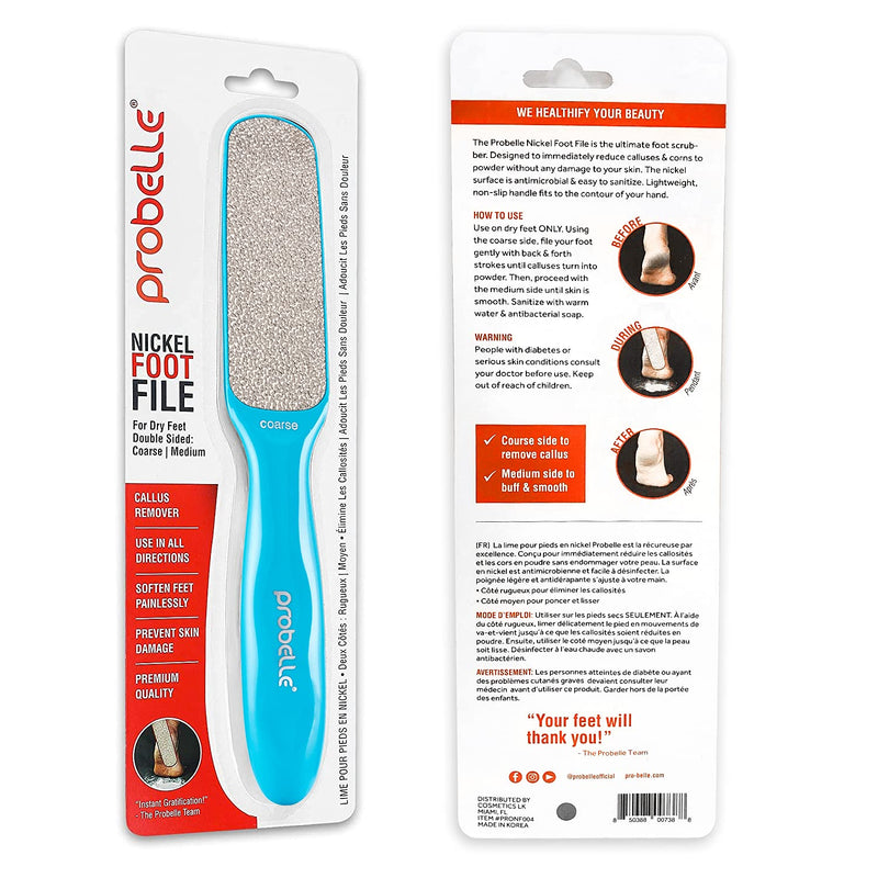 [Australia] - Probelle Double Sided Multidirectional Nickel Foot File Callus Remover - Immediately reduces calluses and corns to powder for instant results, safe tool (Blue) Blue 