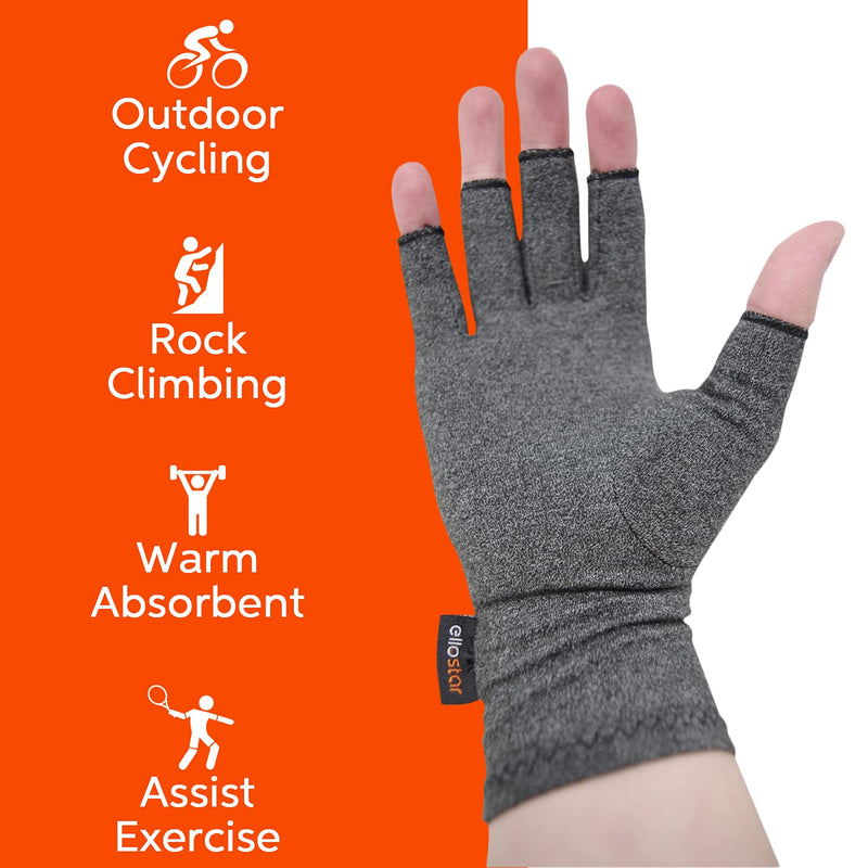 [Australia] - ellostar Arthritis Gloves Compression, Breathable and Moisture Free Fabrics, Joint Pain Relief Eases Muscle Tension and Fatigue, Great for Typing and Daily Work Small (5.1" - 6.7") Grey 