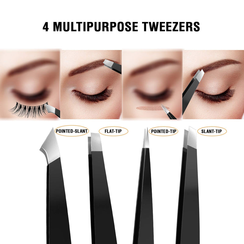 [Australia] - Eyebrow Kit, 8in1, Multipurpose Tweezers for Women – Brows Shaping, Grooming, Threading, Trimming Set Includes Razor, Pencil, Scissors and Brush 