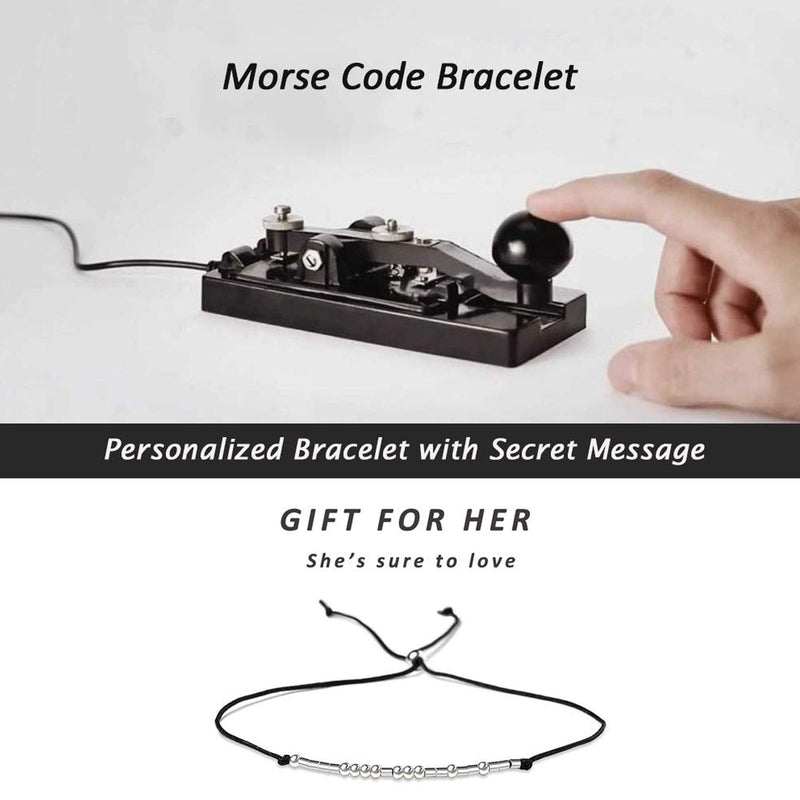 [Australia] - KGBNCIE Bad Ass Bracelet Morse Code Jewelry Gift for Her Sterling Silver Beads on Silk Cord Inspirational Gift for Her 2021 