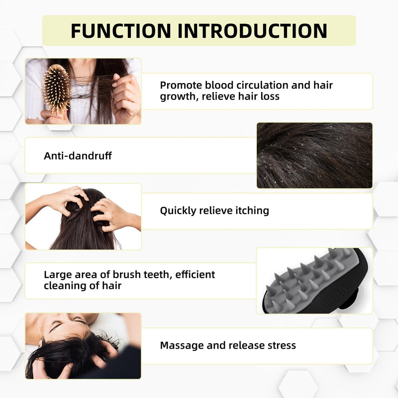 [Australia] - Scalp Massager Shampoo Brush, Soft Hard Silicone Shampoo Scrub Brush for Hair Care Growth Clean, Wet and Dry Hair Head Massager, Reduce Dandruff, Massage Scalp Black 
