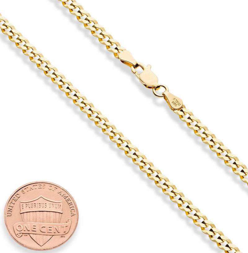 [Australia] - Miabella Solid 18k Gold Over 925 Sterling Silver Italian 3.5mm Diamond Cut Cuban Link Curb Chain Necklace for Women Men 16, 18, 20, 22, 24, 26, 30 Inch Made in Italy Length 16 Inches (short length) 