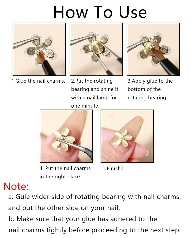 [Australia] - 12 Pcs Spinning Nail Charms Spinning Rotary Bearing Rotating Tool DIY Tool for 3D Nail Charms Ring Charms Nail Art Designs Decoration DIY Crafting Jewelry Accessories 12Pcs 