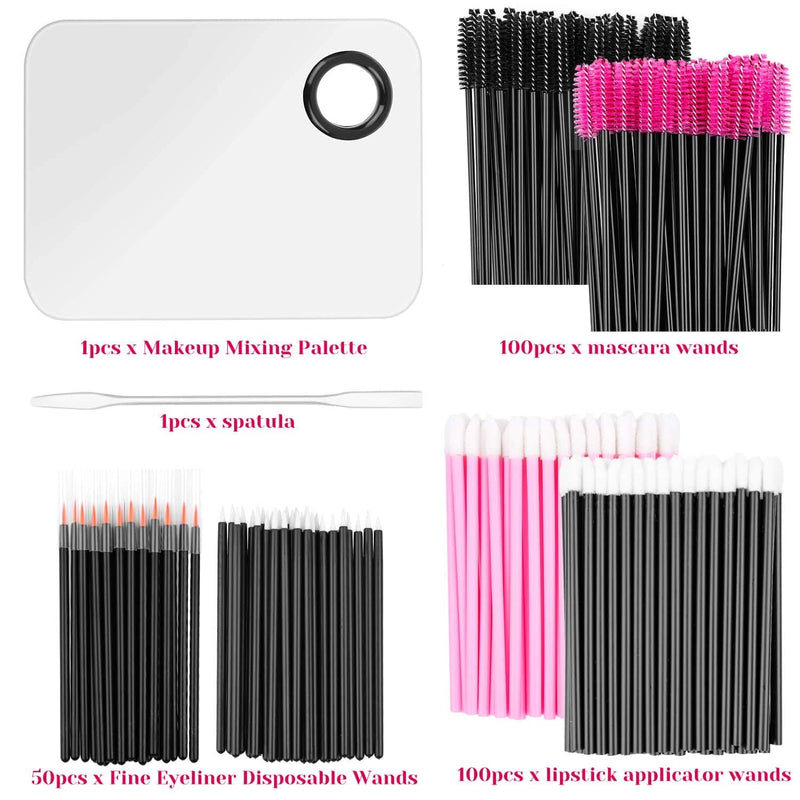 [Australia] - Makeup Mixing Palette with Spatula and 250PCS Disposable Makeup Applicators Tools Kit (Disposable Mascara Wands, Lipstick Applicators, Eyeliner Brushes) 